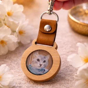 ⭐ Llavero en Madera con Foto Resinada – Siempre contigo